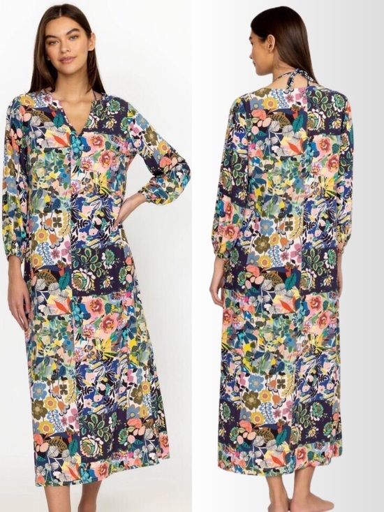 Johnny Was Dresses & Skirts - Johnny Was Patchwork Dress Puff Sleeve Floral Layla Boho Rayon M